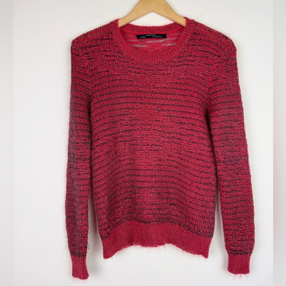 All Saints Red Squro Metallic Thread Sweater